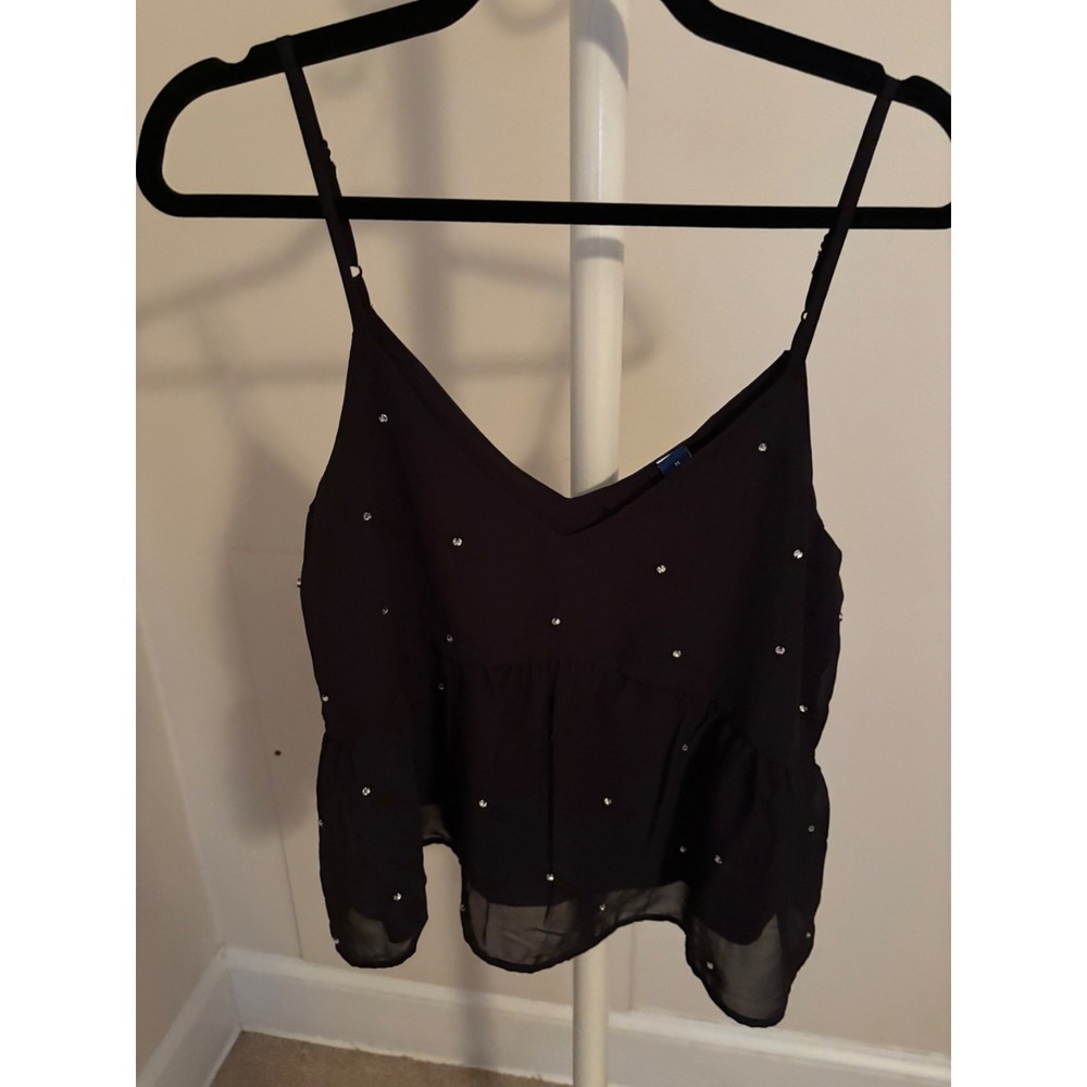 Old Navy cami tank black rhinestones size medium NWT